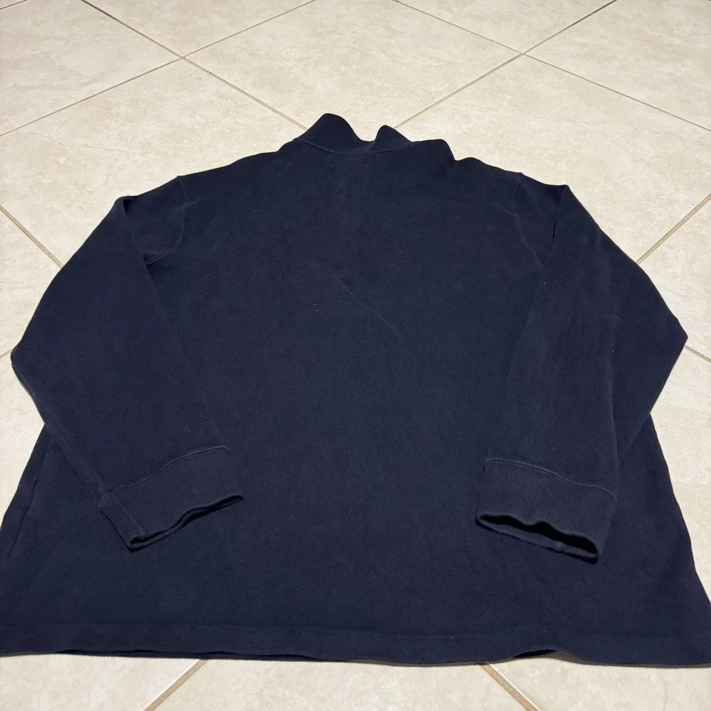 Polo Ralph Lauren Sweater Mens 2XL Navy Quarter‎ Zip Mock Neck Cotton Pony Logo